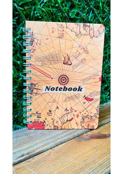 Piri Reis Haritası Sert Kapak Spiralli Lastikli Çizgili Defter
