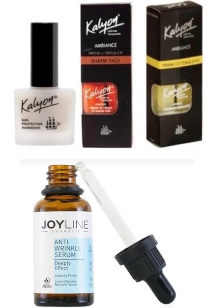 Kalyon Tırnak Sertleştrici - Tırnak Bakım Yağı - Tırnak Eti Temizleyici 3'lü Set - Joy Line Anında Botoks Etkili,kolajen Artırıcı, Celumer Deniz Özü ve Jambu Özlü Serum