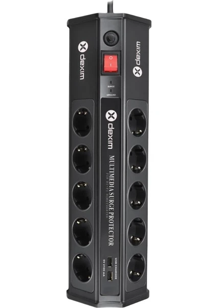 SP10BG 10Port Akım Koruyucu Priz 2x USB - 1,8m kablo DCP010