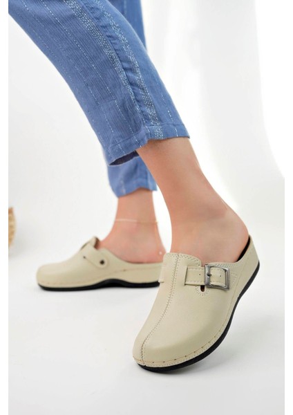 Ortopedik Ped Burnu Kapalı Tokalı Krem Terlik fiyatları