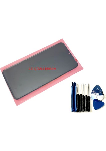 Oppo Realme C21 (RMX3201) LCD Ekran Dokunmatik Orijinal (Çıtalı) Tamir Seti