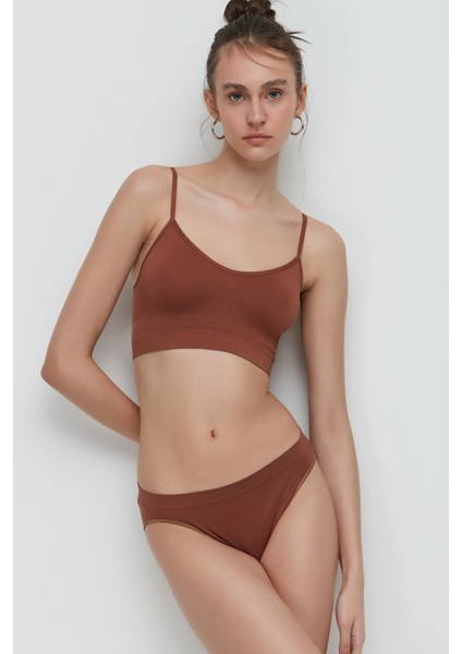 C13001 Dikişsiz Slip Külot Kahverengi