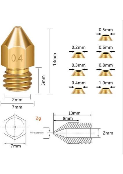 3D Yazıcılar Için 24 Adet Mk8 Pirinç Nozul Hotend 1.75MM Filament (Yurt Dışından)