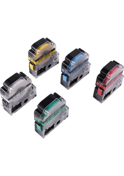 5 Adet 9mm Etiket Makinesi Bant Makinesi Siyah Beyaz/kırmızı/mavi/sarı/yeşil (Yurt Dışından)