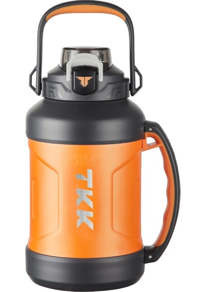 Tkk Yeni Koleksiyon Mega Boy 1650ML Pipetli/pipetsiz Kullanım Askılı Paslanmaz Çelik Termos Matara