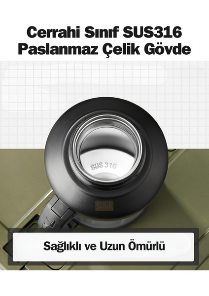 Tkk Yeni Koleksiyon Mega Boy 1650ML Pipetli/pipetsiz Kullanım Askılı Paslanmaz Çelik Termos Matara
