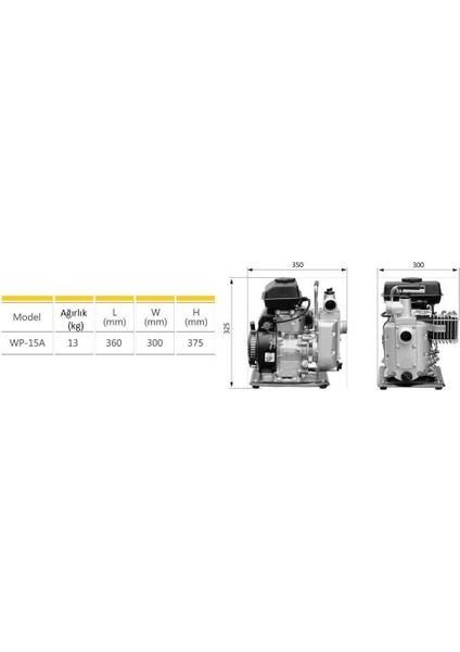 WP-15A 4 Zamanlı Benzinli Su Motoru 1.5 Parmak