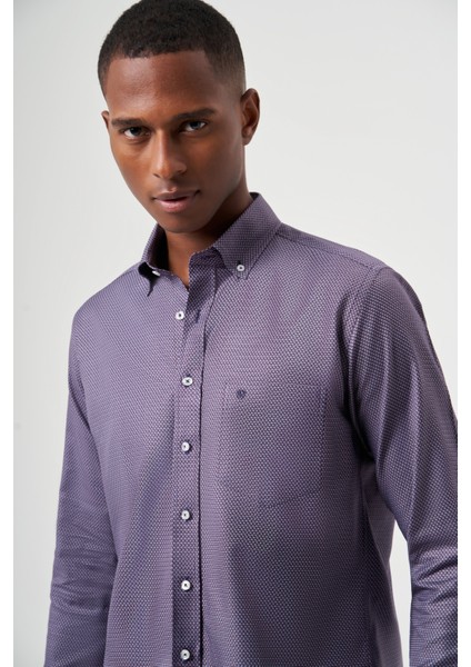 Regular Fit Paşa Yaka Lila Spor Erkek Gömlek GM23K232050_D44 indirimleri