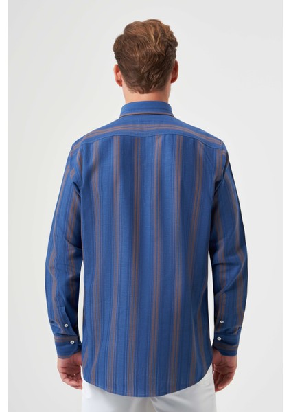 Regular Fit Paşa Yaka Kahve Erkek Gömlek GM23K232022_D11
