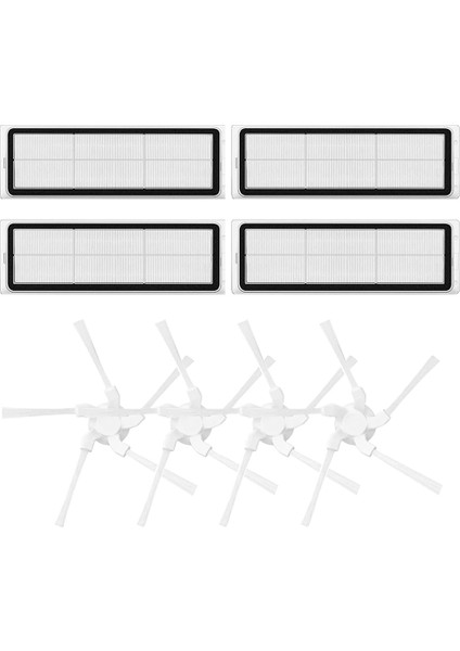 Bot W10 W10PRO Elektrikli Süpürge Için Yedek Hepa Filtre Kiti, 4 Adet Yan Fırçalar, 4 Adet Hepa Filtreler (Yurt Dışından)