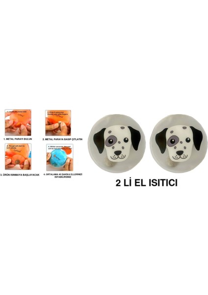 Köpekli Cep Sobası - El Isıtıcı - 2 Adet Sıcak Su Torbası Pvc 9 cm