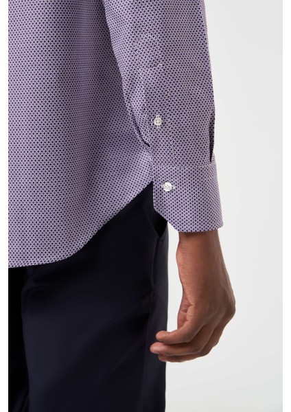 Regular Fit Paşa Yaka Desenli Lila Erkek Gömlek GM23K232040_D44 fırsatları