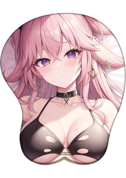 Genshin Etki 3D Silikon Mousepad Raiden Shogun Yae Miko Kokomi Bilek Desteği Mouse Pad Anime Oyunu Bilek Dinlenme Fare Mat (Yurt Dışından)