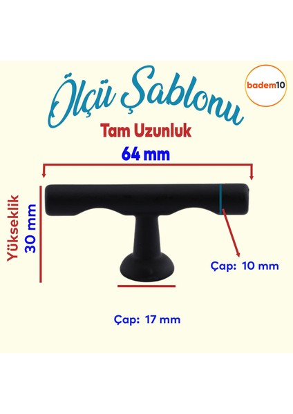 Ayder Metax Tepsi Düğme Dolap Mobilya Mutfak Dolabı Çekmece Dolap Kapak Kulpu Kulbu Metal Kulp Siyah