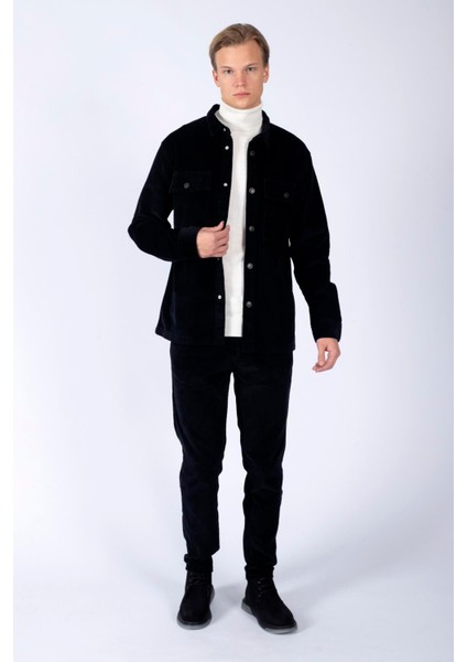 Karelas Erkek Dokuma U.kol Gömlek Siyah