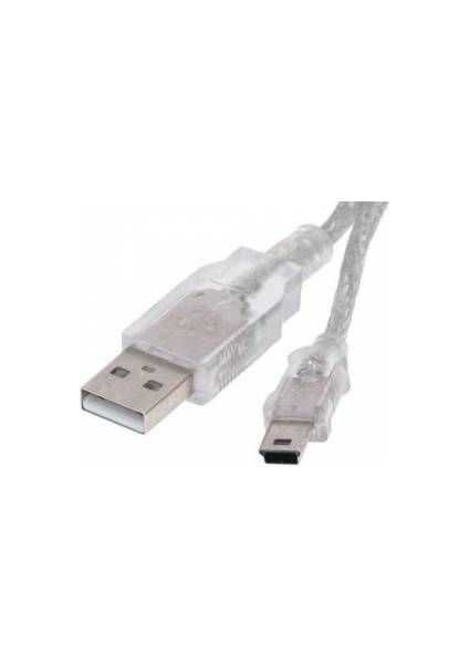 USB 5 Metre Şeffaf USB Am Mini 5 Pin Kablo