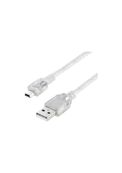 USB 5 Metre Şeffaf USB Am Mini 5 Pin Kablo