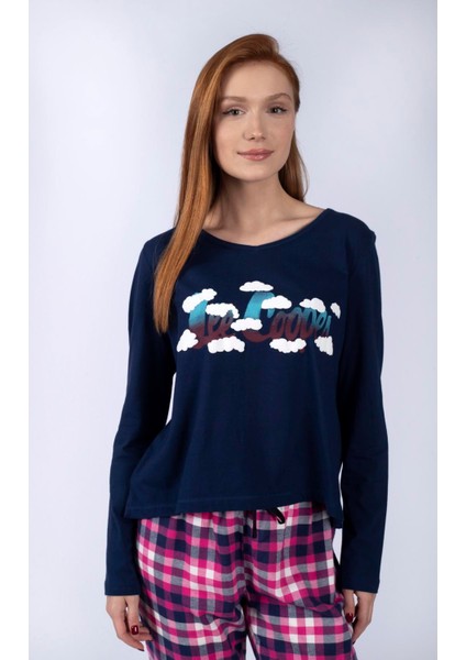 Daisy Kadın Uzun Kol T-Shirt Lacivert