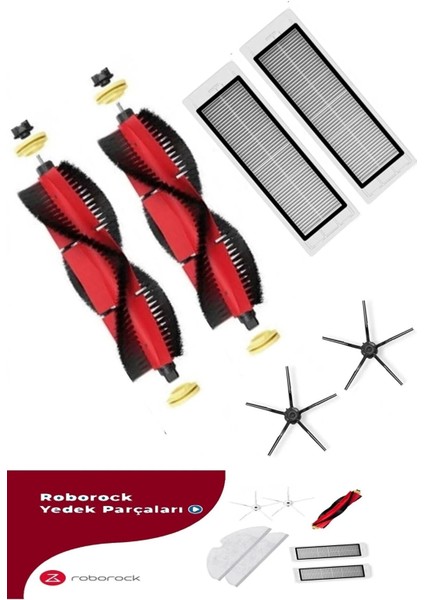Roborock S5 Max S6 Maxv S6 Pure Uyumlu 6 Parça Set (Siyah)