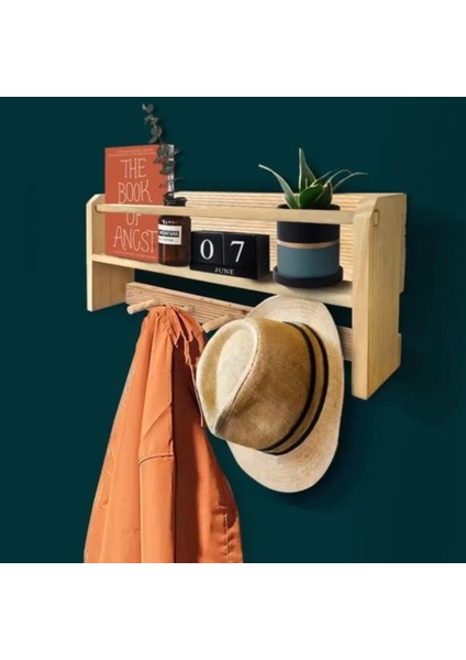 Doğal Ahşap Dekoratif Çok Amaçlı Duvar Rafı Askılık fırsatları
