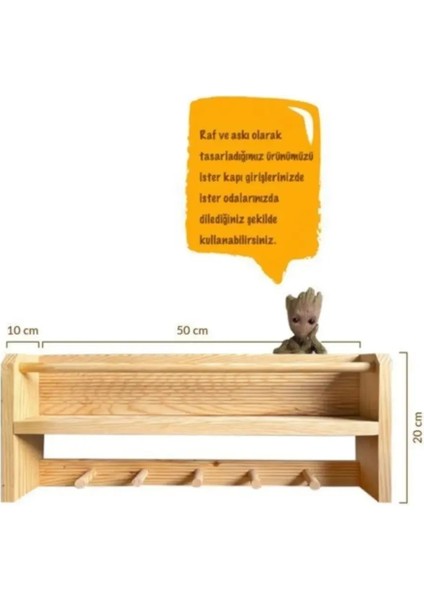Doğal Ahşap Dekoratif Çok Amaçlı Duvar Rafı Askılık indirimleri