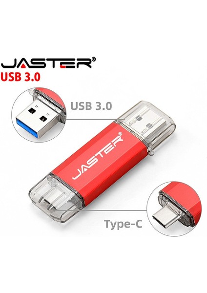 Kırmızı 16 GB Jaster Otg C Tipi Kalem Sürücü 64 GB 32 GB USB 3.0 Flash Sürücü Yüksek Hızlı Memory Stick C Tipi Telefon/dizüstü Bilgisayar Iş Hediyesi U Disk (Yurt Dışından)
