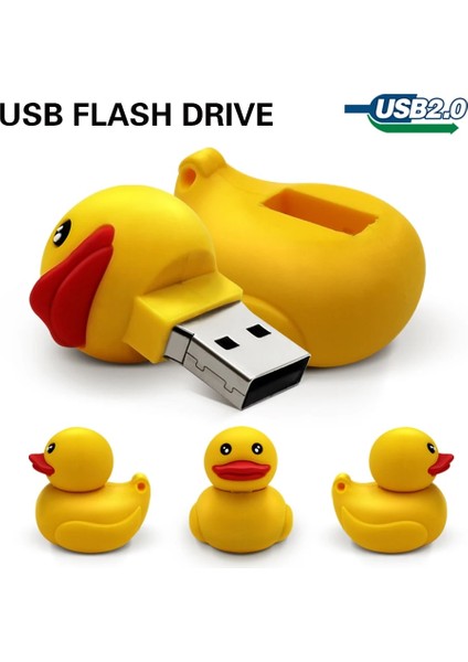 D 16GB USB Flash Sürücü 32GB Флешка Penfrive Lastik Ördek Sarı 64GB Hafıza Çubuğu 4g 8g 16G Kalem Sürücü USB Hediye Karikatür U Disk Usb2.0 (Yurt Dışından)