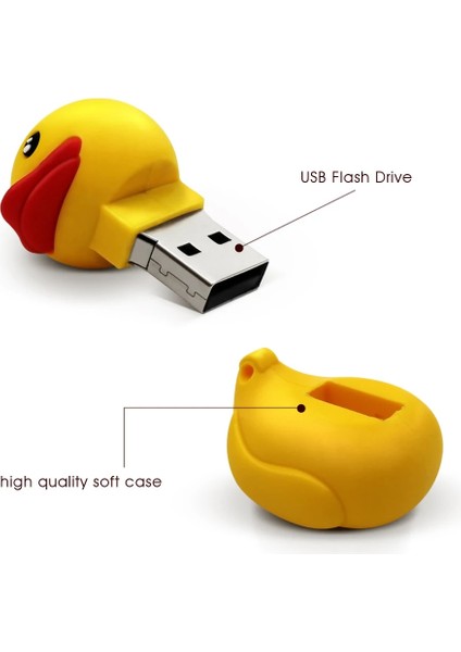 D 16GB USB Flash Sürücü 32GB Флешка Penfrive Lastik Ördek Sarı 64GB Hafıza Çubuğu 4g 8g 16G Kalem Sürücü USB Hediye Karikatür U Disk Usb2.0 (Yurt Dışından)