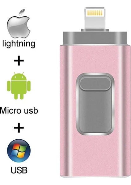 Pembe 16GB USB Flash Sürücü Pendrive iPhone 6/6s/6plus/7/7plus/8/x Usb/otg/lightning 32G 64GB Kalem Sürücü Ios Harici Depolama Aygıtları Için (Yurt Dışından)