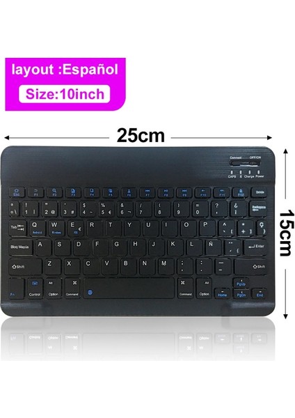 Es 10 Inç Mini Bluetooth Klavye Kablosuz Klavye Şarj Edilebilir Cep Telefonları Tablet Için Rusça Ispanyolca Klavye Android Ios Windows (Yurt Dışından)