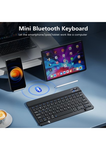 Es 10 Inç Mini Bluetooth Klavye Kablosuz Klavye Şarj Edilebilir Cep Telefonları Tablet Için Rusça Ispanyolca Klavye Android Ios Windows (Yurt Dışından)