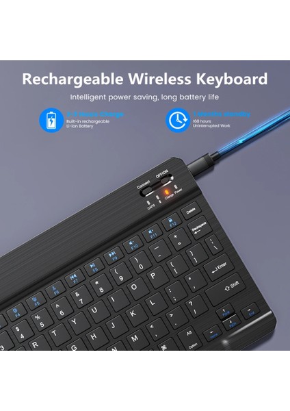 Es 10 Inç Mini Bluetooth Klavye Kablosuz Klavye Şarj Edilebilir Cep Telefonları Tablet Için Rusça Ispanyolca Klavye Android Ios Windows (Yurt Dışından)