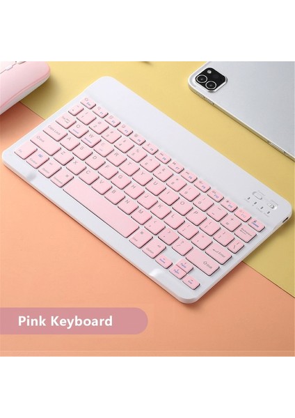 Pembe iPad Klavye ve Fare Kombinasyonu Kablosuz Bluetooth Klavye Teclado Için iPad Xiaomi Samsung Huawei Tablet Android Ios Windows (Yurt Dışından)