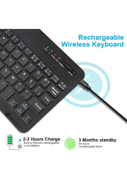 7 Beyaz Ingilizce Mini Bluetooth Klavye Kablosuz ipad Rusça Klavye Tablet Ispanyolca Şarj Edilebilir Klavye Tablet ipad Cep Telefonu Dizüstü Bilgisayar (Yurt Dışından)