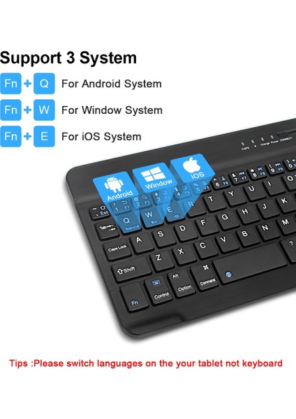 7 Beyaz Ingilizce Mini Bluetooth Klavye Kablosuz ipad Rusça Klavye Tablet Ispanyolca Şarj Edilebilir Klavye Tablet ipad Cep Telefonu Dizüstü Bilgisayar (Yurt Dışından)