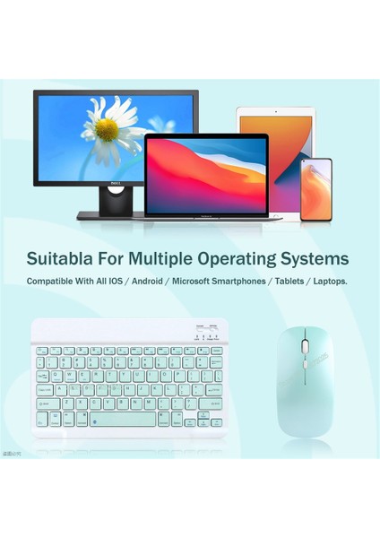 Gök Mavisi D Kablosuz Klavye ipad Tablet Için Huawei Lenovo Bluetooth Uyumlu Klavye ve Kablosuz Fare Samsung Xiaomi Android Için (Yurt Dışından) fırsatları