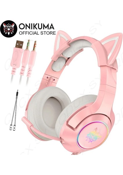 Siyah Hiçbir Kutu Onıkuma K9 Gaming Headset Casque Sevimli Kız Pembe Kedi Kulak Stereo Mikrofonlu Kulaklıklar LED Işık Dizüstü Bilgisayar Gamer Için (Yurt Dışından) fiyatları