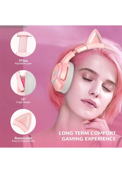 Siyah Hiçbir Kutu Onıkuma K9 Gaming Headset Casque Sevimli Kız Pembe Kedi Kulak Stereo Mikrofonlu Kulaklıklar LED Işık Dizüstü Bilgisayar Gamer Için (Yurt Dışından) indirimleri