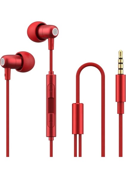 Kırmızı Pro Metal Kulak Içi Kablolu Kulaklık Mini Bas Stereo Gürültü Azaltma Kulaklık Evrensel Telefon/dizüstü Bilgisayar/masaüstü Taşınabilir Uyku Kulaklık (Yurt Dışından)