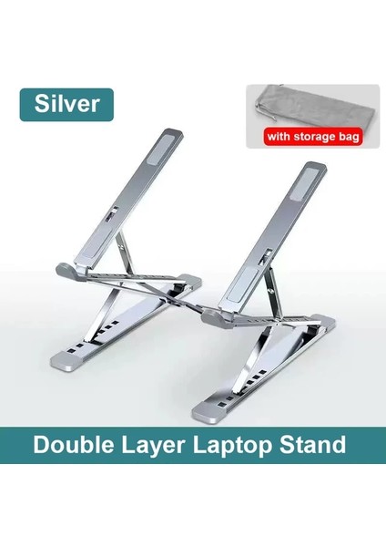 Gümüş Taşınabilir Laptop Standı Alüminyum Katlanabilir Macbook Pro Hava Desteği Braketi Ayarlanabilir Dizüstü Tutucu Tablet Tabanı Pc Bilgisayar (Yurt Dışından)