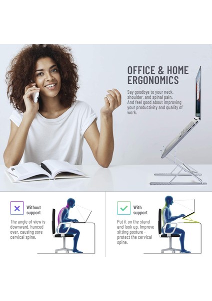Gümüş Taşınabilir Laptop Standı Alüminyum Katlanabilir Macbook Pro Hava Desteği Braketi Ayarlanabilir Dizüstü Tutucu Tablet Tabanı Pc Bilgisayar (Yurt Dışından) fırsatları
