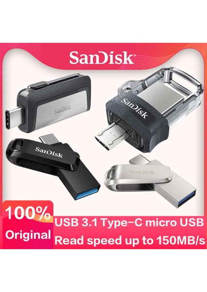 Sdddc4-1 Adet 256 GB Sandisk 1 Tb Sdddc4 USB 3.1 Flash Sürücü Tip-C 128 GB 256 GB 32 GB 64 GB Telefon Mikro USB 3.0 Otg Flash Sürücü Sdddc3 512 GB Kalem Sürücü (Yurt Dışından)