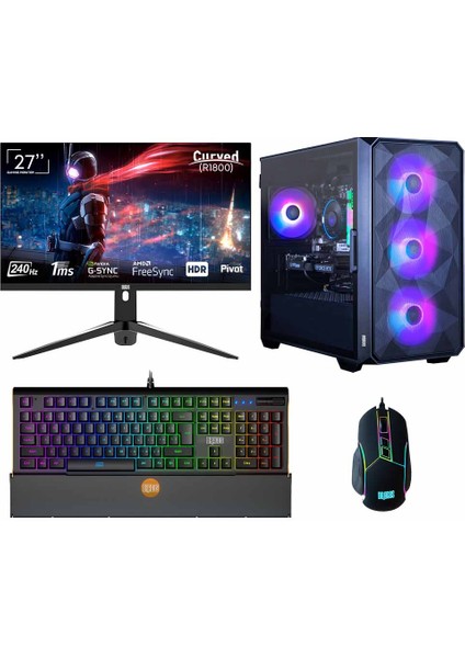 DRX6016 Ryzen 5 7500F 32GB Ddr5 512GB Nvme 12GB RTX3060 27 Inç 240Hz Curved Freedos Oyuncu Bilgisayarı