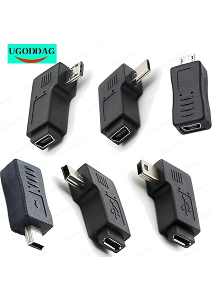 V3 - V8 Düz 1 Adet Yeni Mini Usb'den Mikro Usb'ye Adaptör Fişi 90 Derece Solsağ Açı Mikro USB Erkek - Mini USB Dişi B Tipi Konnektör Şarj Verileri (Yurt Dışından)