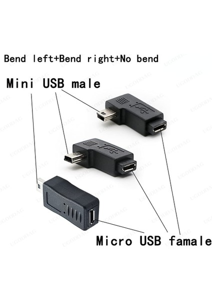 V3 - V8 Düz 1 Adet Yeni Mini Usb'den Mikro Usb'ye Adaptör Fişi 90 Derece Solsağ Açı Mikro USB Erkek - Mini USB Dişi B Tipi Konnektör Şarj Verileri (Yurt Dışından)