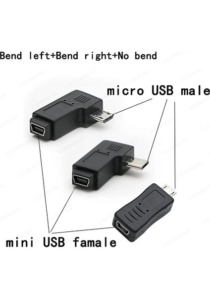V3 - V8 Düz 1 Adet Yeni Mini Usb'den Mikro Usb'ye Adaptör Fişi 90 Derece Solsağ Açı Mikro USB Erkek - Mini USB Dişi B Tipi Konnektör Şarj Verileri (Yurt Dışından)