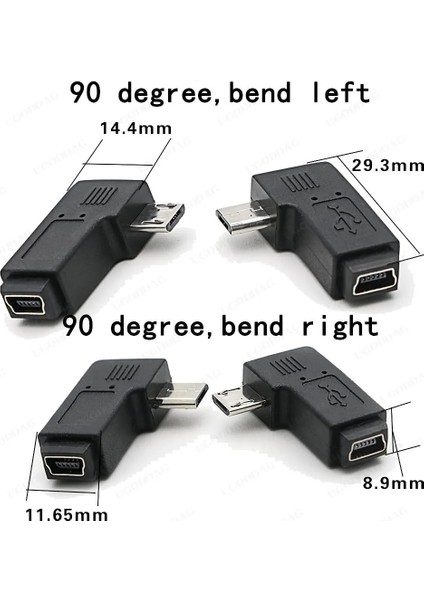 V3 - V8 Düz 1 Adet Yeni Mini Usb'den Mikro Usb'ye Adaptör Fişi 90 Derece Solsağ Açı Mikro USB Erkek - Mini USB Dişi B Tipi Konnektör Şarj Verileri (Yurt Dışından)