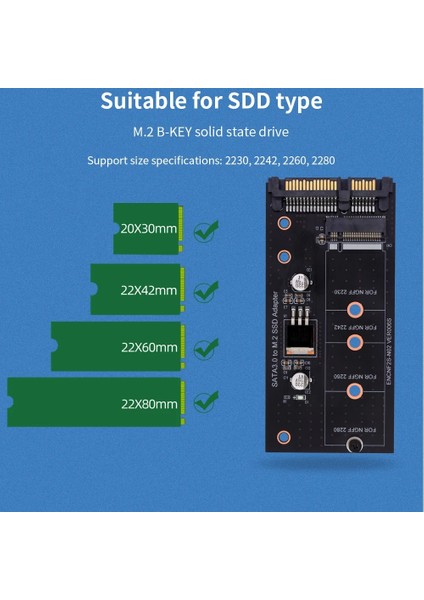 Siyah Tıshrıc M2 Sata Adaptörü M.2 Ngff SSD Adaptörü Tek Bağlantı Noktalı Adaptör M.2 Ngff Sata 22PIN Arayüzü Adaptör Panosu (Yurt Dışından)