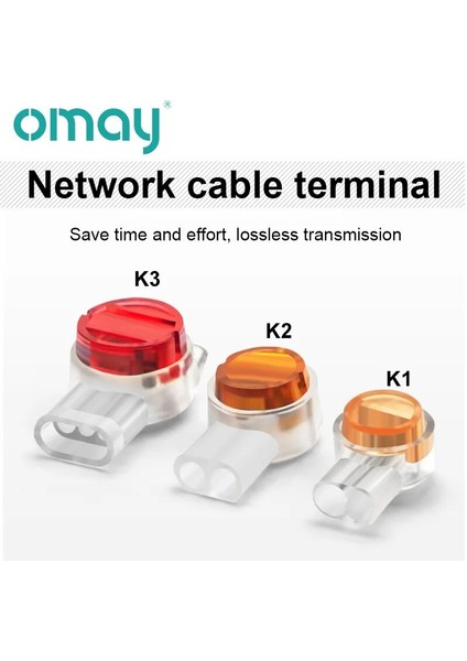 K1 500 Adet Omay K1 K2 K3 Konnektör Sıkma Bağlantısı RJ45 RJ11 Su Geçirmez Kablolama Ethernet Telefon Kablo Kordonu Ağ Terminalleri 500/1000 Adet (Yurt Dışından)