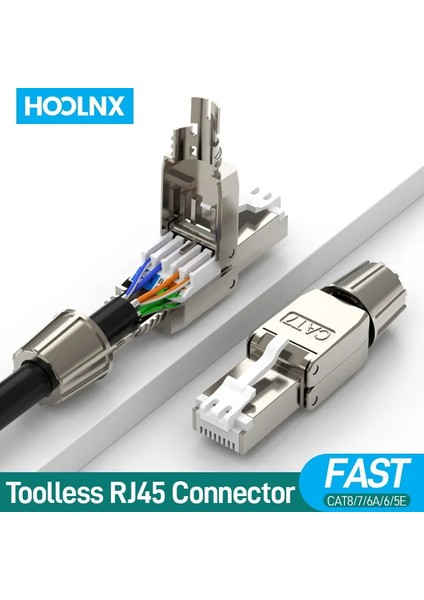Cat8 Stp 5 Adet Hoolnx RJ45 Konektörü Aletsiz Ücretsiz Araç Cat8 Cat7 CAT6A Cat6 Yeniden Kullanılabilir Sonlandırma Fişleri Korumalı Ethernet Alan Modüler Fiş (Yurt Dışından)